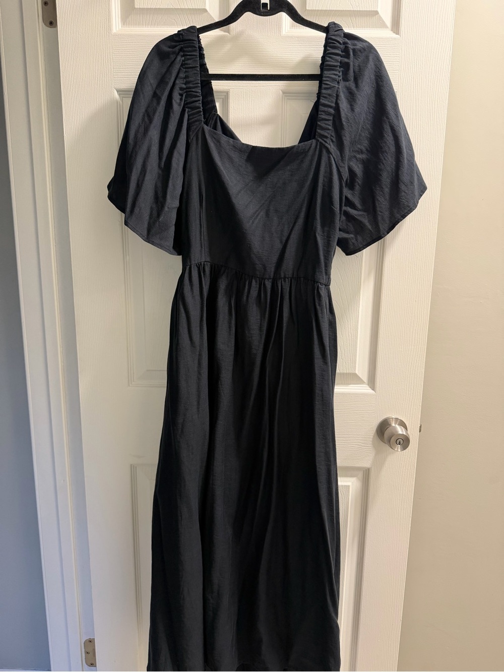 a new day Black Square-Neck Puff Sleeve Midi Dress